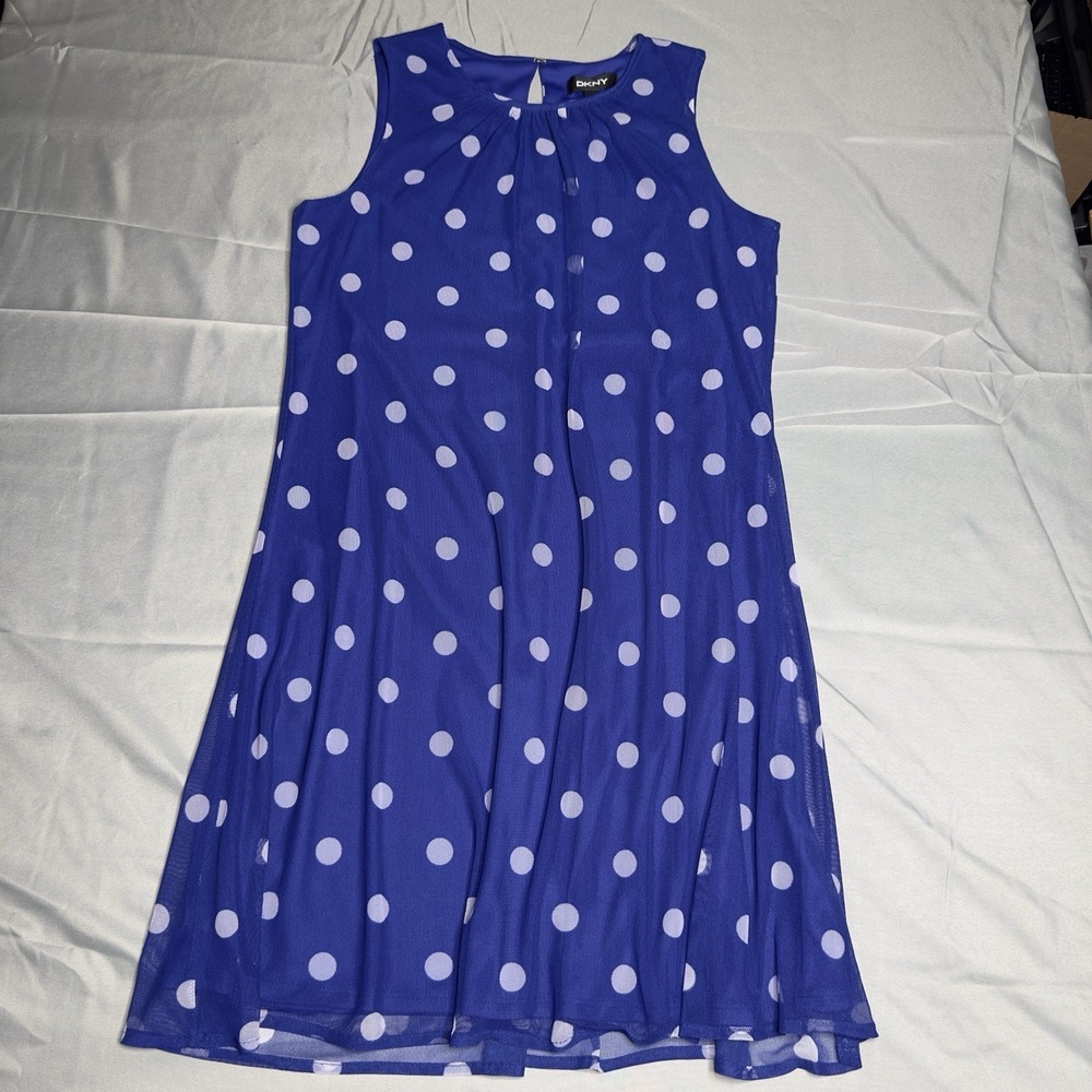 NWT DKNY Polka Dot Midi Dress Size 2 Flowy Dainty Chic Classy Modern Luxe Uptown